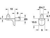 Shelf Support D5mm Plug 125kg ZA NP
