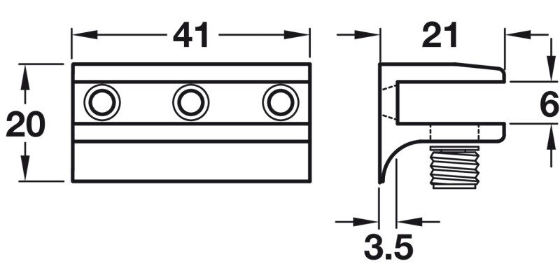 Gls Shelf Support 6mm Screw ZA PC