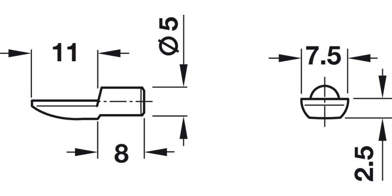 Shelf Support D5mm Spoon Plug St BP