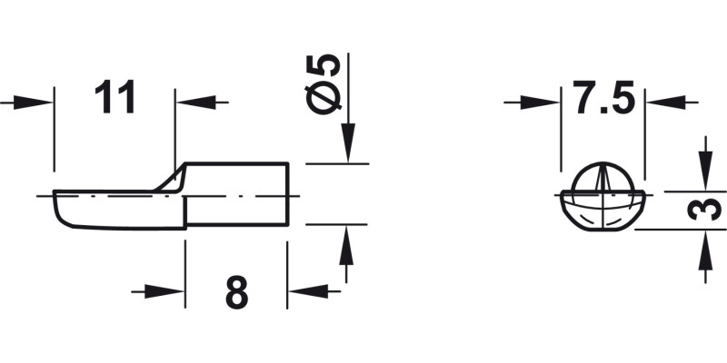 Shelf Support D5mm Plug St BP