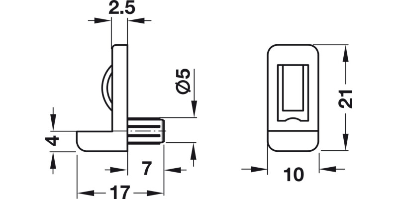 Gls Shelf Support D5mm w Catch Pl Trans