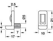 Gls Shelf Support D5mm w Catch Pl Trans