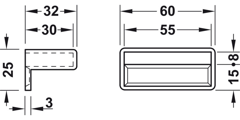 Pocket Holder for Wood Slats 8x53mm