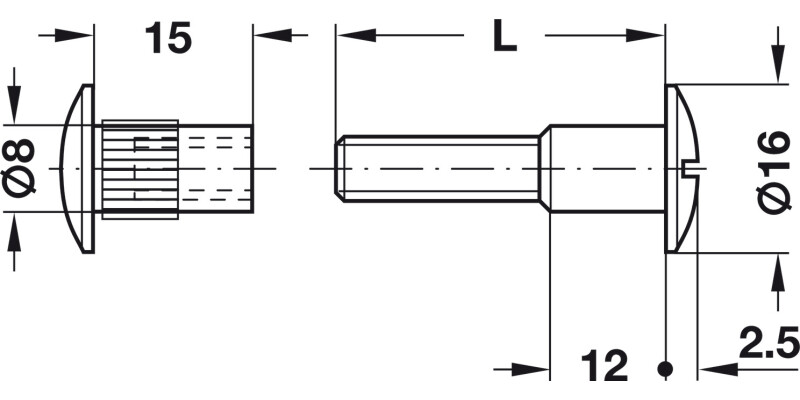 Connecting Screw M6x34-41mm St Glv