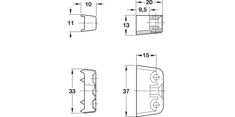 Clip Cabinet Conn Top Element Wht