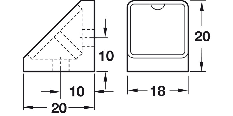 Mini Corner Connector 21x18mm Dark Brown
