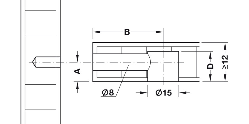 Minifix 15 Housing 16mm wo Rim Nkl Col