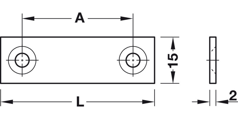 Connect Plt SF 2 Holes 15x50mm St Glv