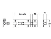Barrel Bolt w Keep 60mm Brass CP