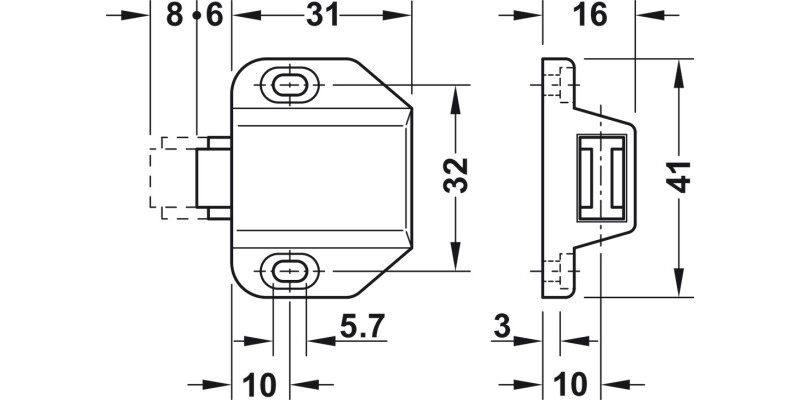 Magnetic Pressure Catch 1.8kg Pl Black
