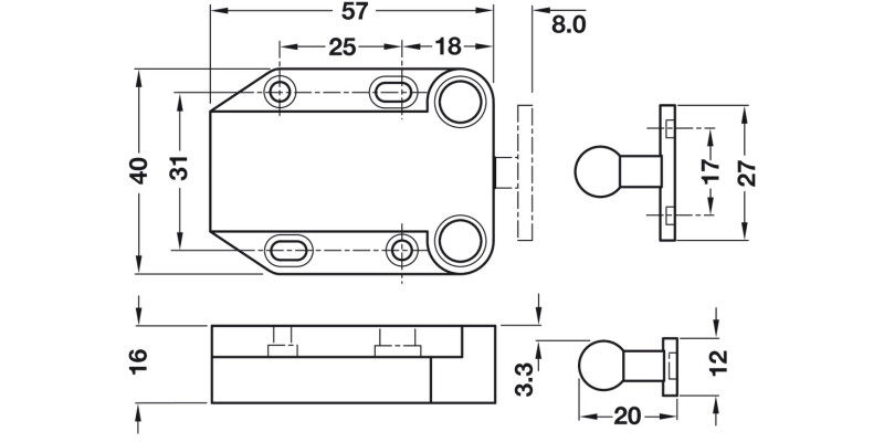 Non Magnetic Pressure Catch 4kg Pl Black