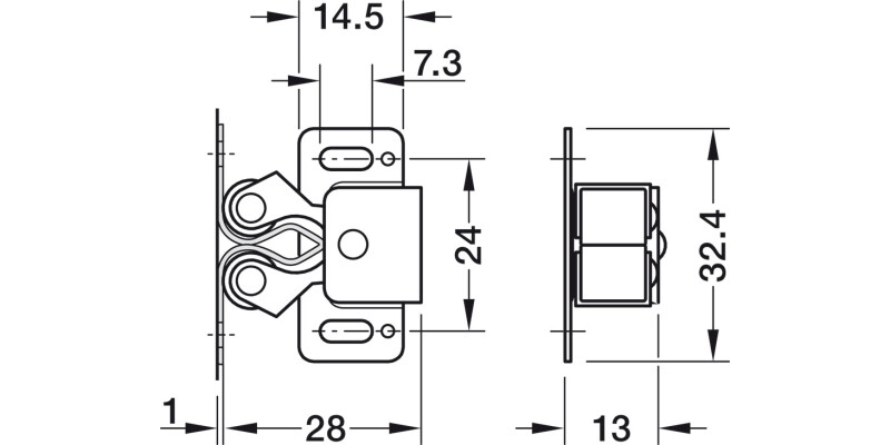 Twin Roller Catch Sprung Steel Brt Galv