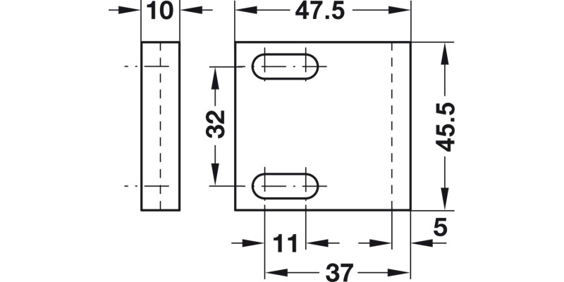 Angled Striking Plate 42x25x10mm Pl NP