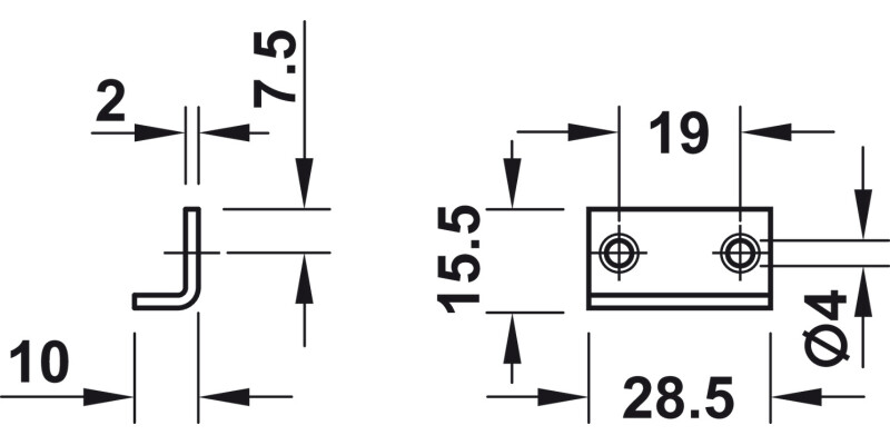 Angled Striking Plate 28x10mm St NP