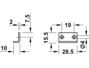 Angled Striking Plate 28x10mm St NP