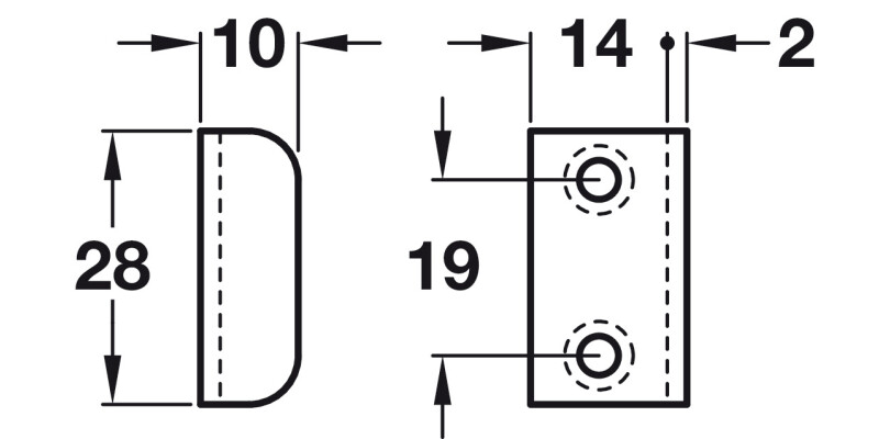 Angled Striking Plate 28x10mm St NP