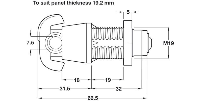 Padlockable Cam Lock 19.2mm Brt Nickel