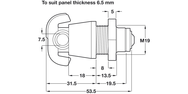 Padlockable Cam Lock 19.2mm Brt Nickel