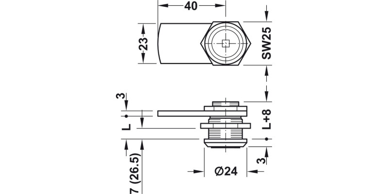 Cam Lock for Tri Socket key 32.5mm Dir.A