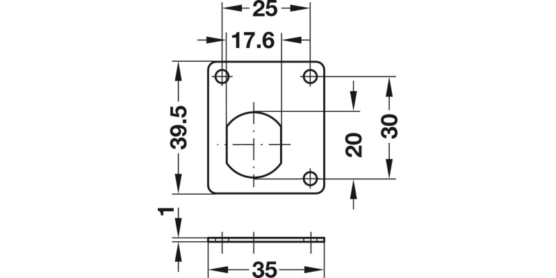 Locking Plate 39.5x35x1mm St Galv