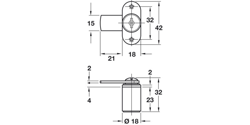 Cylinder Cam Lock wo Trap 18mm FH1 Dir.A