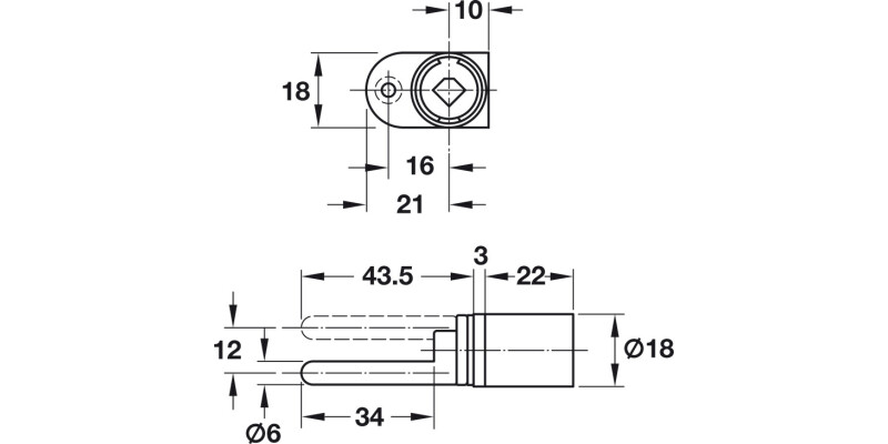 Symo3000 Central Rotary Lock 22/12mm NP