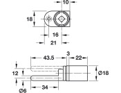 Symo3000 Central Rotary Lock 22/12mm NP