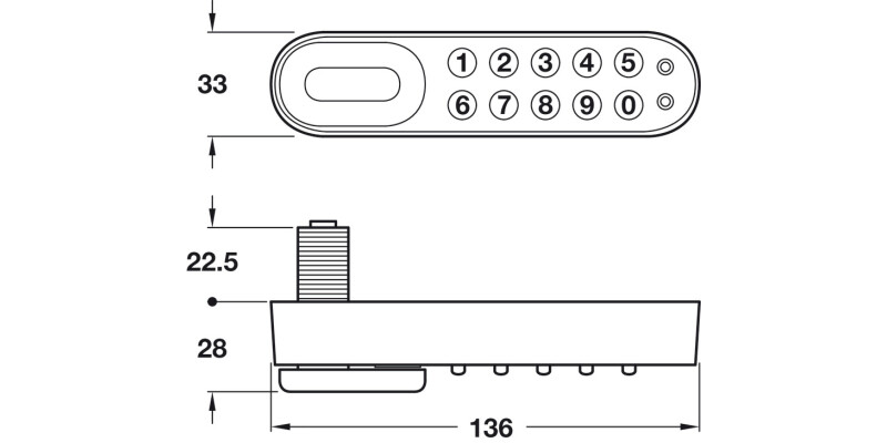 KitLock 1000 Dig Elect Lock-Horiz RH