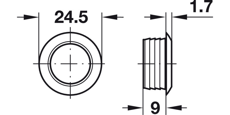 Mini Push-Lock Rosette D20/24.5mm Pl PC