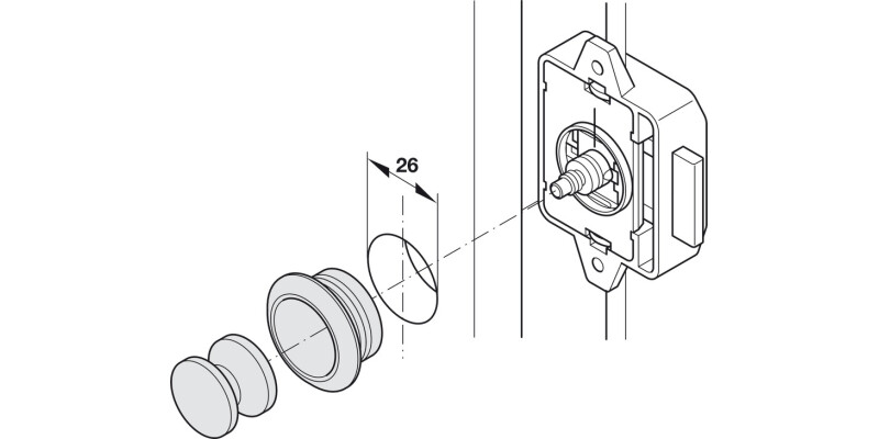Push-Lock Knob D23x19mm Pl MNP