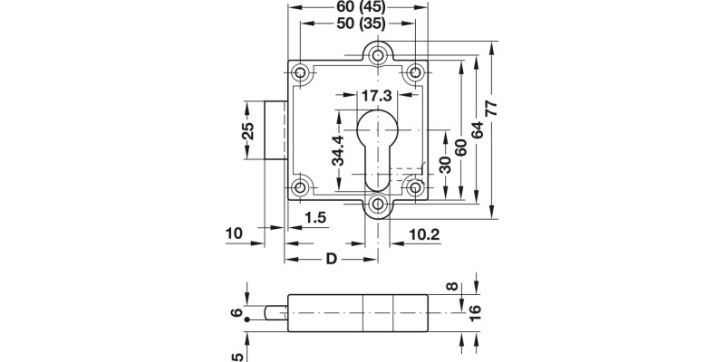 Lock Housing w Aperture for Pro Cyl MNP
