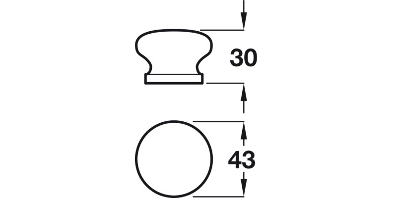 Knob Light Oak Stained/Lacq D43x30mm