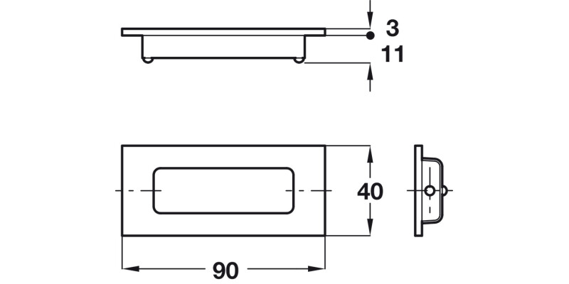 Inset Hdl Brass SNP 90x40x14mm