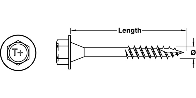 Timberfix Plus Prt Hex St Brw D6.5x75mm