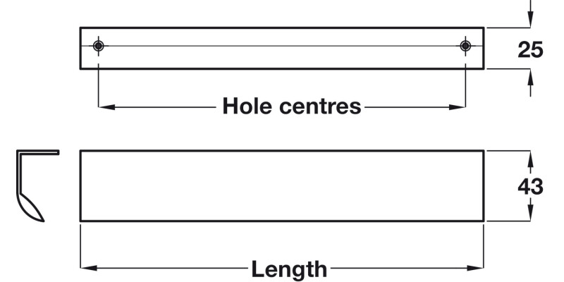 Trim Hdl Alu Pol Chrome 128mm cc