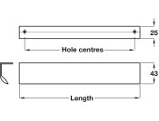 Trim Hdl Alu Pol Chrome 128mm cc