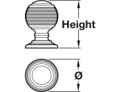Tordino Knob Brass Bru Nickel D32x44mm