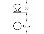 Mayberry Knob ZA Pol Nkl D32x36mm