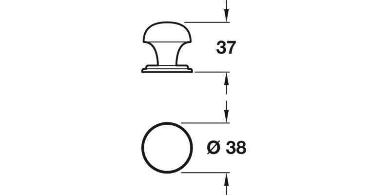 Bevera Knob C.Iron Aged Brs D38x37mm