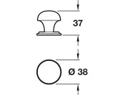 Bevera Knob C.Iron Aged Brs D38x37mm