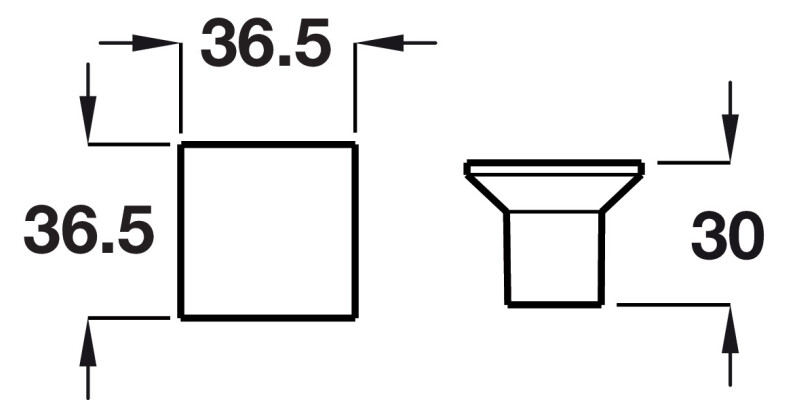 Issey Knob Sq Alu SS Eff 36.5x36.5x30mm
