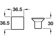 Issey Knob Sq Alu SS Eff 36.5x36.5x30mm