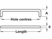 D Pull Hdl St Matt Nkl D8x35mm 192mm cc