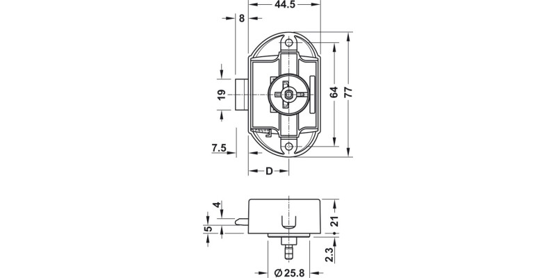PushButton Lock BS25mm Pl MN Lacq