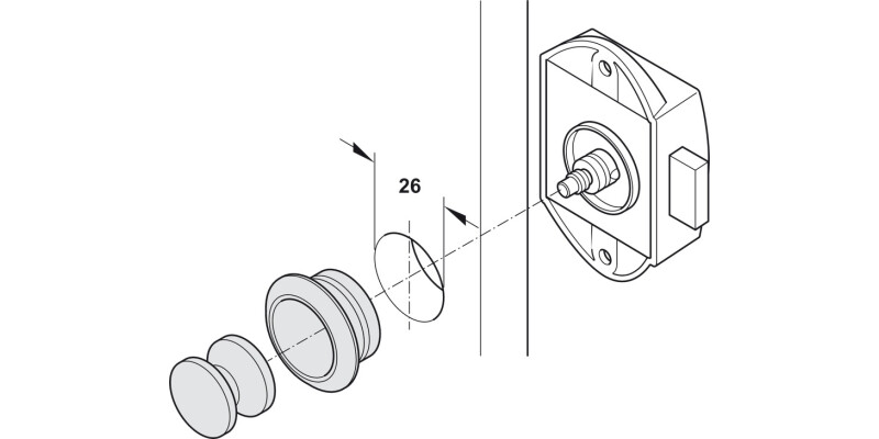 PushButton Lock BS25mm Pl MN Lacq