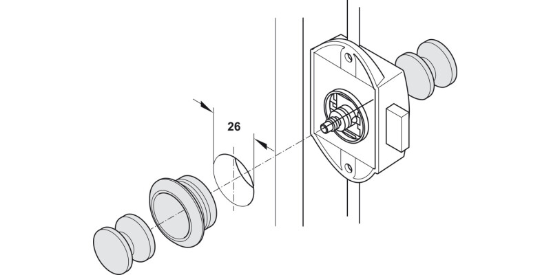 PushButton Esp Lock BS25mm UH Pl Brw