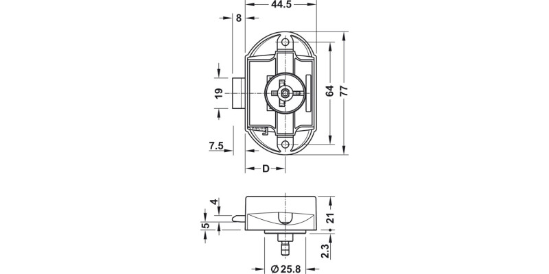 PushButton Esp Lock BS25mm Sgl Pl Brw