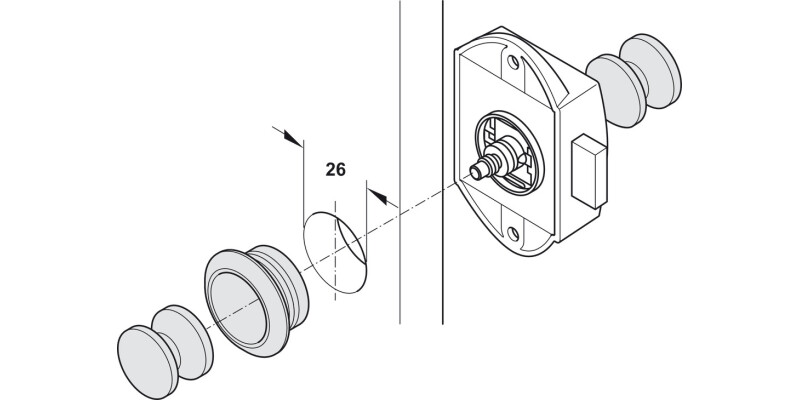 PushButton Esp Lock BS25mm Sgl Pl Brw