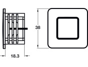 Push in Plus Push Knob Sqr Chrome Matt