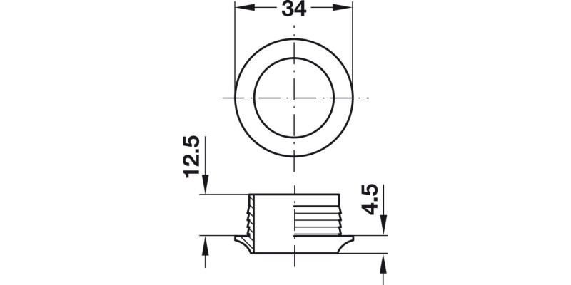 Push-Lock Rosette 16mm Pl PCP